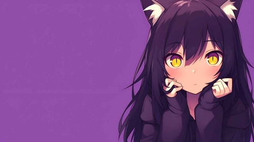 APHMAU 紫色背景可爱的外观桌面壁纸-奈落语