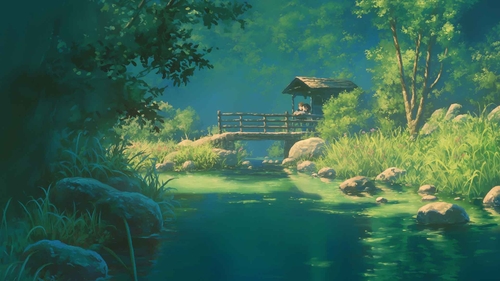 夏季河流木桥桌面壁纸-奈落语