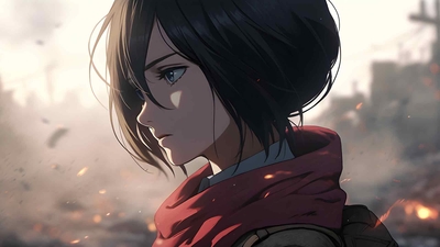 AOT 悲伤三笠阿克曼桌面壁纸-奈落语
