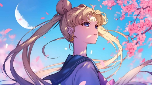 美少女战士樱花月光桌面壁纸-奈落语
