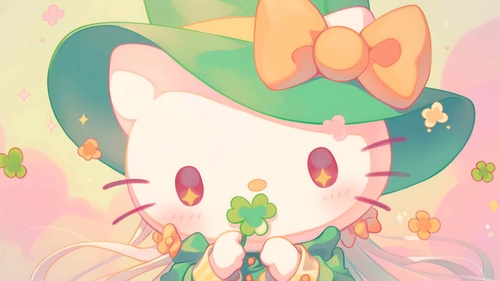 Hello Kitty 与四叶草桌面壁纸-奈落语