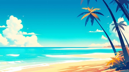 热带海滩宁静海浪夏季桌面壁纸-奈落语