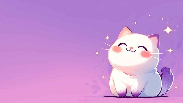 有趣的猫俏皮紫色桌面壁纸-奈落语