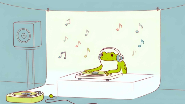 可爱的 DJ 青蛙在迪斯科桌面壁纸-奈落语