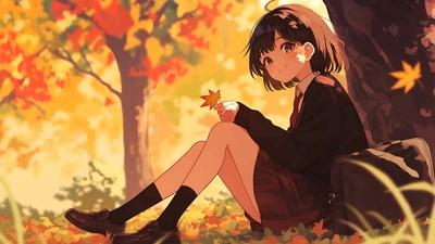 动漫女孩秋季壁纸-奈落语