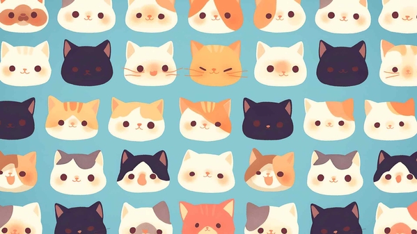 可爱猫脸图案桌面壁纸-奈落语