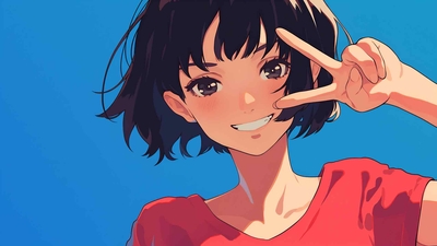 动漫女孩微笑桌面壁纸-奈落语