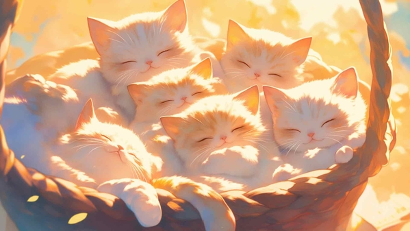 一篮子可爱的小猫桌面壁纸-奈落语