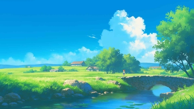 动漫乡村桥梁 4K 桌面壁纸-奈落语