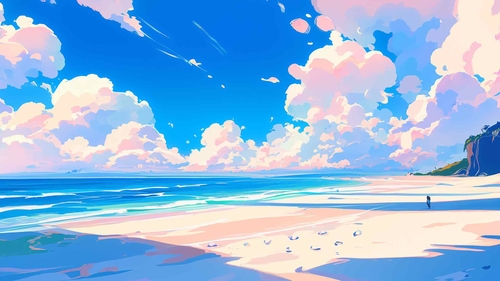 明亮的海滩风景桌面壁纸-奈落语