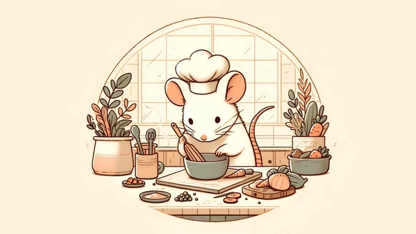 鼠标厨师烹饪米色桌面壁纸-奈落语