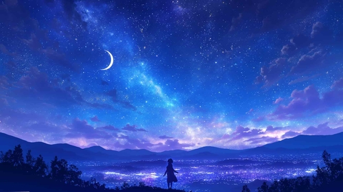星空蓝色桌面壁纸-奈落语