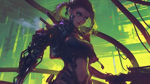 赛博朋克 2077 网络战士女孩桌面壁纸-奈落语