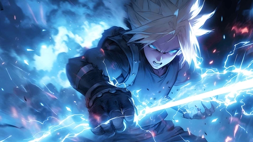 最终幻想 CLOUD STRIFE 蓝色艺术桌面壁纸-奈落语