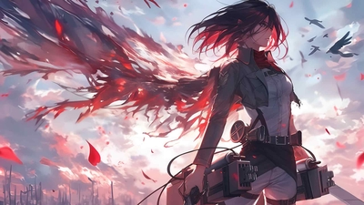 AOT 美丽的三笠阿克曼桌面壁纸-奈落语