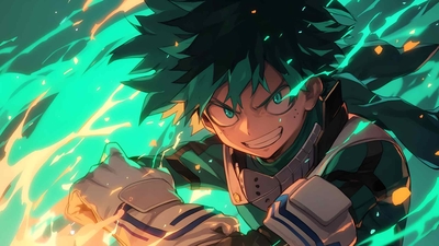MHA DEKU 酷绿色动漫桌面壁纸-奈落语