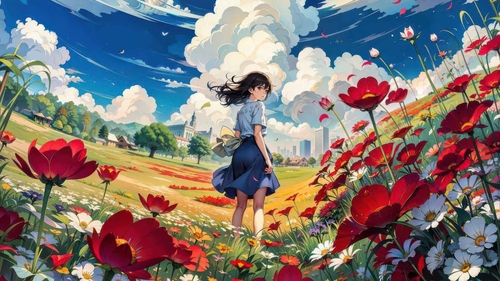 夏日花园里的动漫女孩-奈落语