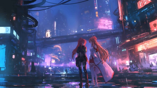 ASUNA YOKO 赛博朋克城市风景桌面壁纸 4K-奈落语