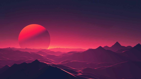 外星红色星球风景桌面壁纸-奈落语