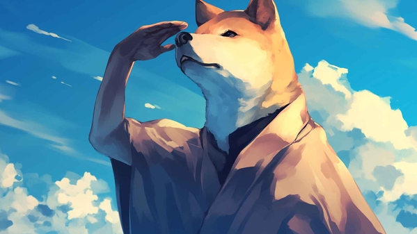 柴犬沉思蓝天桌面壁纸-奈落语
