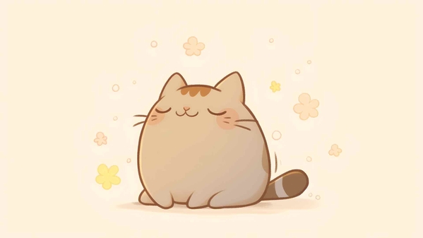 快乐可爱的猫插图桌面壁纸-奈落语