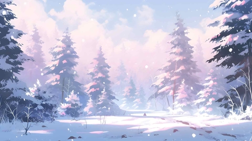 冬季冰雪覆盖的森林桌面壁纸-奈落语