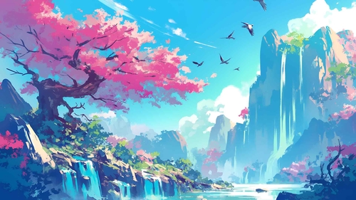 自然鸟类悬崖桌面壁纸-奈落语