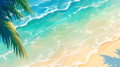 开阔的海洋平静的海浪桌面壁纸-奈落语