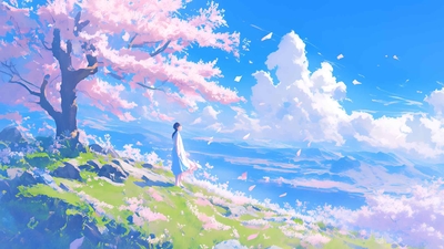 动漫女孩美丽风景桌面壁纸-奈落语