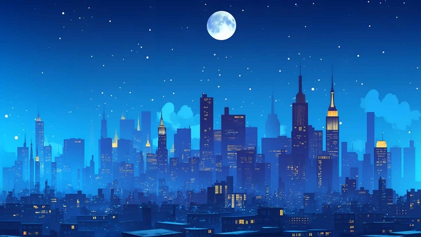纽约夜晚插图桌面壁纸-奈落语