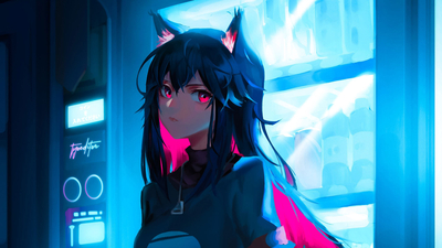 猫女孩 动漫女孩 黑发-奈落语