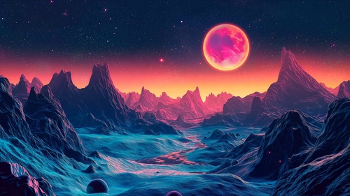 复古太空唯美风景桌面壁纸-奈落语
