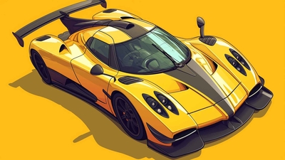 帕加尼 ZONDA 黄色超级跑车桌面壁纸-奈落语