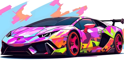 多彩兰博基尼 HURACAN 白色桌面壁纸-奈落语
