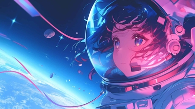 宇宙动漫女孩太空奇观桌面壁纸-奈落语
