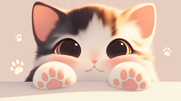 可爱的猫好奇的一瞥桌面壁纸-奈落语