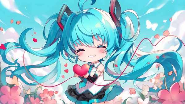 初音未来 (HATSUNE MIKU) 心形桌面壁纸-奈落语