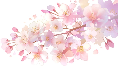盛开的苹果树枝白色桌面壁纸-奈落语