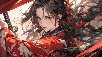 古风新娘红色衣服 武术 功夫美女 4k动漫桌面壁纸-奈落语