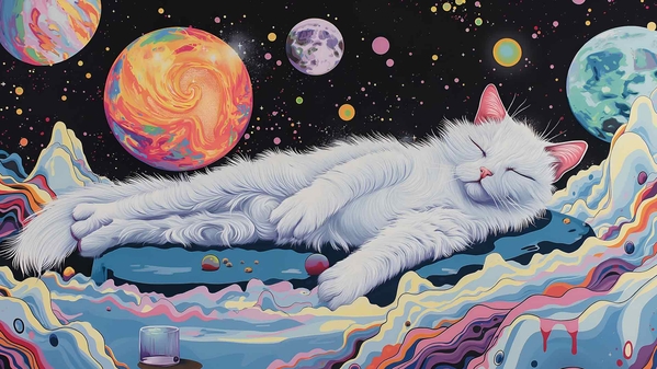 迷幻猫在太空桌面壁纸-奈落语
