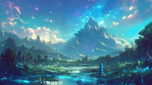 星夜山谷桌面壁纸-奈落语