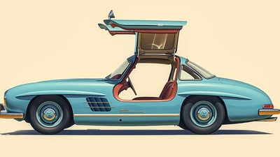 梅赛德斯 300SL GULLWING 敞篷车桌面壁纸-奈落语