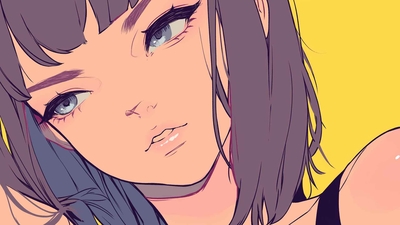 动漫女孩若有所思的凝视桌面壁纸-奈落语