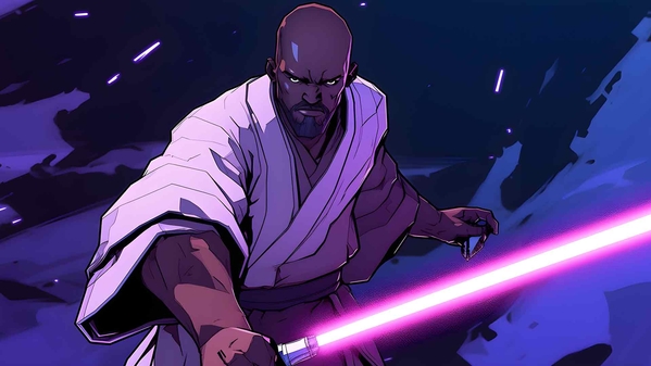 星球大战 MACE WINDU 与光剑紫色桌面壁纸-奈落语