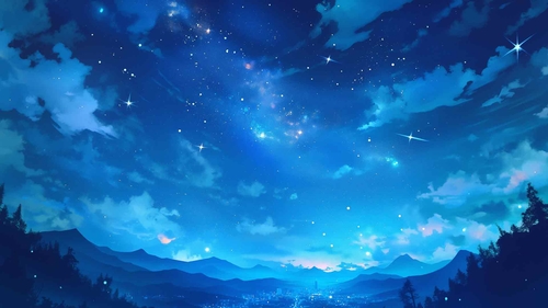 蓝色星空桌面壁纸-奈落语