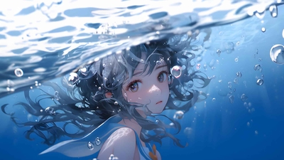 水下的少女 4K壁纸-奈落语