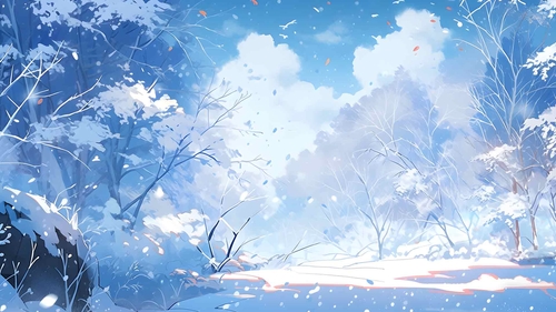 唯美冬季雪域森林桌面壁纸-奈落语
