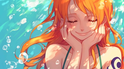 娜美 (NAMI) 海贼王 微笑 桌面壁纸-奈落语