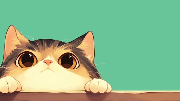 可爱的猫咪在边缘偷看桌面壁纸-奈落语