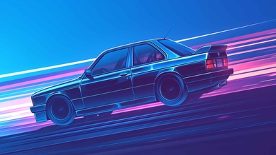 BMW M3 漂移霓虹灯桌面壁纸-奈落语